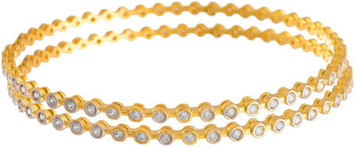 JFL Jewellery for Less Copper Diamond Gold-plated Bangle Set(Pack of 2)
