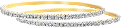 JFL Jewellery for Less Copper Diamond Gold-plated Bangle Set(Pack of 2)