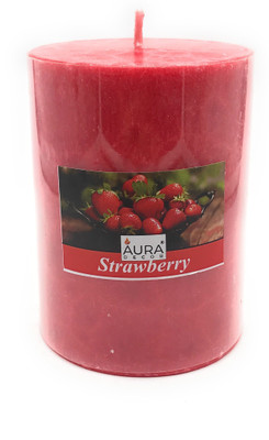 

AuraDecor Pack of 1 Strawberry Fragrance Marble Texture Pillar Candle(Red, Pack of 1)