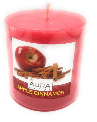 

AuraDecor Pack of 1 Apple Cinnamon Fragrance Pillar 3*3 inches Candle(Red, Pack of 1)