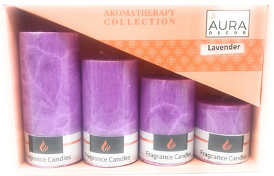 

AuraDecor Set of 4 Lavender Fragrance Candle(Purple, Pack of 4)