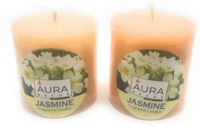

AuraDecor Jasmine Fragrance Set of 2 Pillar Candle(White, Pack of 2)