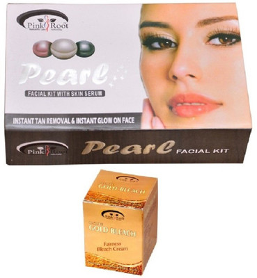 

Pink Root Gold Bleach 50g, Pearl Facial Kit 83g(Set of 2)