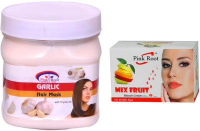 

Pink Root Mix Fruit Bleach 50g, Garlic Hair Mask 500ml(Set of 2)