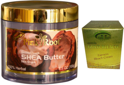 Pink Root Gold Bleach 50g, Shea Butter Skin Cream 100gm(Set of 2)