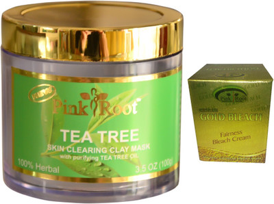 

Pink Root Gold Bleach 50g, Tea Tree Skin Clearing Clay Mask 100gm(Set of 2)