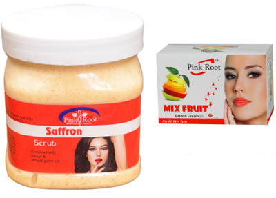 

Pink Root Mix Fruit Bleach 50g, Saffron Scrub 500ml(Set of 2)
