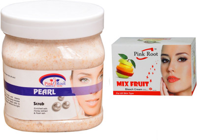 

Pink Root Mix Fruit Bleach 50g, Pearl Scrub 500ml(Set of 2)