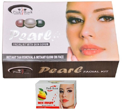 

Pink Root Mix Fruit Bleach 50g, Pearl Facial Kit 83g(Set of 2)