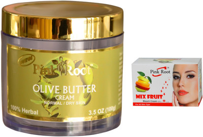

Pink Root Mix Fruit Bleach 50g, Olive Butter Cream 100gm(Set of 2)