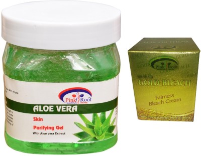 PINKROOT Gold Bleach 50g, Aloe Vera Gel 500ml(2 Items in the set)