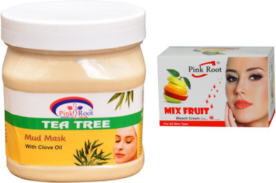 

Pink Root Mix Fruit Bleach 50g, Tea Tree Mud Mask 500ml(Set of 2)