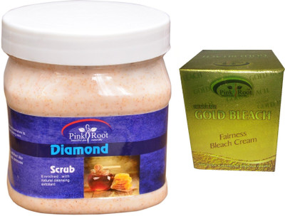 Pink Root Gold Bleach 50g, Diamond Scrub 500ml(Set of 2)
