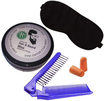 

SENECIO Hair & Beard Wax,Comb,Eye Mask & Ear Plug Essential Grooming Kit For Men(Set of 4)