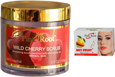 

Pink Root Mix Fruit Bleach 50g, Wild Cherry Scrub 100gm(Set of 2)