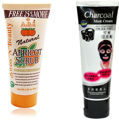 

ADS Natural Apricot Scrub (50gm) and Charcoal Mask Cream (80 gm)(Set of 2)