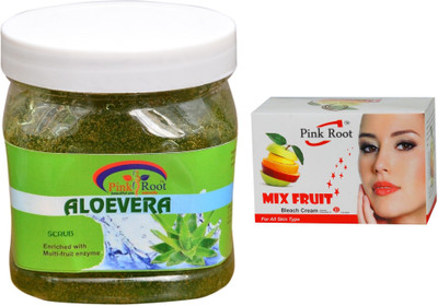 

Pink Root Mix Fruit Bleach 50g, Aloe Vera Scrub 500ml(Set of 2)