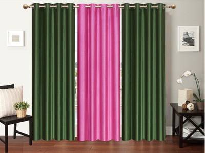 

Furnishing Zone 213 cm (7 ft) Polyester Door Curtain (Pack Of 3)(Plain, Green, Pink)