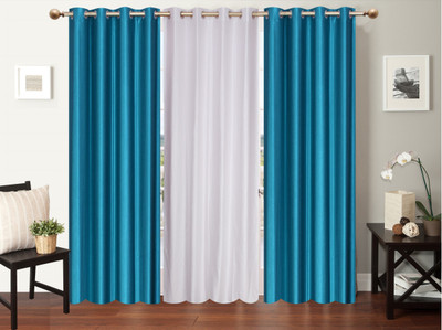

Furnishing Zone 213 cm (7 ft) Polyester Door Curtain (Pack Of 3)(Plain, Blue, White)