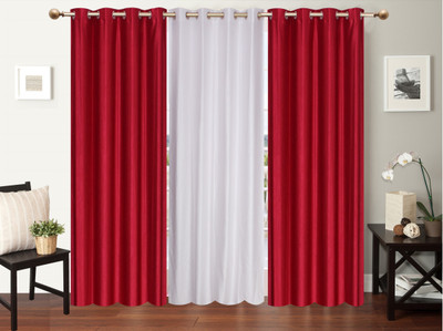 

Furnishing Zone 213 cm (7 ft) Polyester Door Curtain (Pack Of 3)(Plain, Maroon, White)