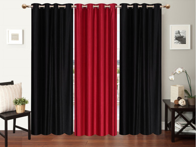 

Furnishing Zone 152 cm (5 ft) Polyester Window Curtain (Pack Of 3)(Plain, Black, Maroon)