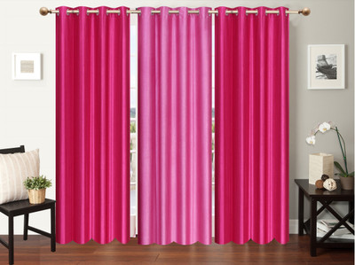 

Furnishing Zone 274 cm (9 ft) Polyester Long Door Curtain (Pack Of 3)(Plain, Pink)