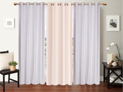 

Furnishing Zone 152 cm (5 ft) Polyester Window Curtain (Pack Of 3)(Plain, White, Cream), Cream;white