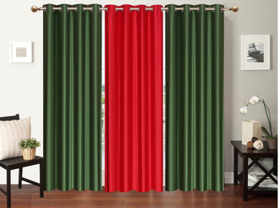 

Furnishing Zone 213 cm (7 ft) Polyester Door Curtain (Pack Of 3)(Plain, Green, Peach)