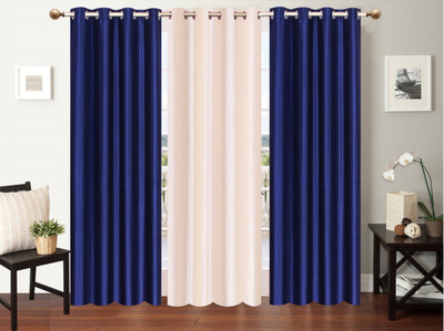 

Furnishing Zone 213 cm (7 ft) Polyester Door Curtain (Pack Of 3)(Plain, Blue, White)
