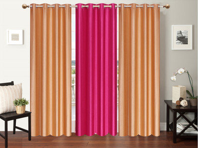 

Furnishing Zone 274 cm (9 ft) Polyester Long Door Curtain (Pack Of 3)(Plain, Beige, Pink)