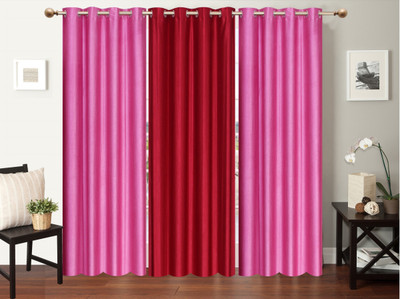 

Furnishing Zone 274 cm (9 ft) Polyester Long Door Curtain (Pack Of 3)(Plain, Pink, Maroon), Maroon;pink