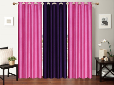 

Furnishing Zone 274 cm (9 ft) Polyester Long Door Curtain (Pack Of 3)(Plain, Pink, Purple)