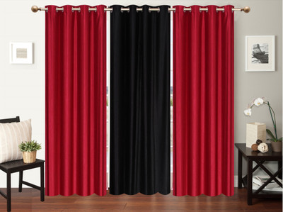 

Furnishing Zone 213 cm (7 ft) Polyester Door Curtain (Pack Of 3)(Plain, Maroon, Black), Black;maroon