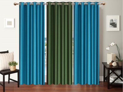 

Furnishing Zone 213 cm (7 ft) Polyester Door Curtain (Pack Of 3)(Plain, Blue, Green)