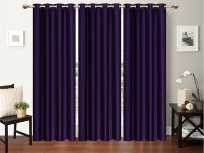 Furnishing Zone 274 cm (9 ft) Polyester Long Door Curtain (Pack Of 3)(Plain, Purple)