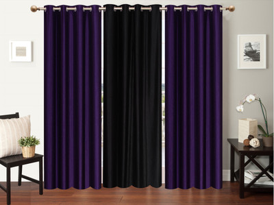 

Furnishing Zone 274 cm (9 ft) Polyester Long Door Curtain (Pack Of 3)(Plain, Purple, Brown), Brown;purple