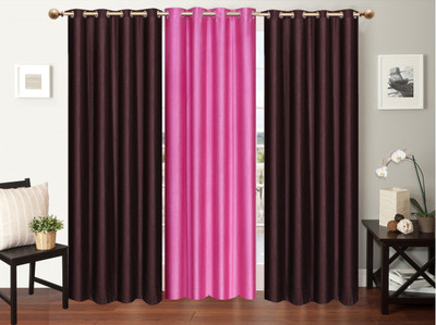 

Furnishing Zone 152 cm (5 ft) Polyester Window Curtain (Pack Of 3)(Plain, Brown, Pink)