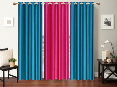 

Furnishing Zone 213 cm (7 ft) Polyester Door Curtain (Pack Of 3)(Plain, Blue, Pink)