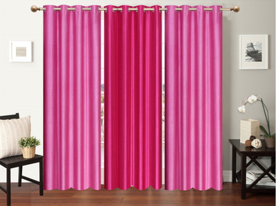 

Furnishing Zone 152 cm (5 ft) Polyester Window Curtain (Pack Of 3)(Plain, Pink)