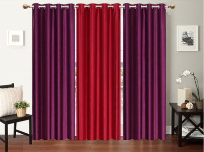 

Furnishing Zone 152 cm (5 ft) Polyester Window Curtain (Pack Of 3)(Plain, Purple, Maroon), Maroon;purple