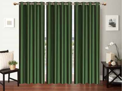 

Furnishing Zone 152 cm (5 ft) Polyester Window Curtain (Pack Of 3)(Plain, Green)