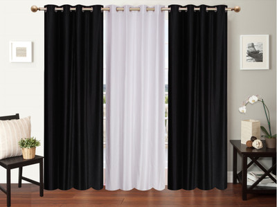 

Furnishing Zone 152 cm (5 ft) Polyester Window Curtain (Pack Of 3)(Plain, Black, White)