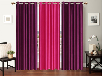 

Furnishing Zone 274 cm (9 ft) Polyester Long Door Curtain (Pack Of 3)(Plain, Purple, Pink), Pink;purple