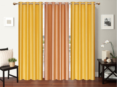 

Furnishing Zone 152 cm (5 ft) Polyester Window Curtain (Pack Of 3)(Plain, Yellow, Beige), Beige;yellow
