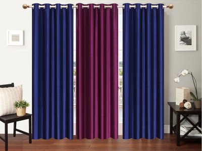

Furnishing Zone 152 cm (5 ft) Polyester Window Curtain (Pack Of 3)(Plain, Blue, Purple)
