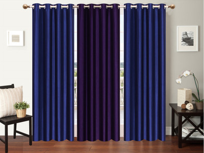 

Furnishing Zone 152 cm (5 ft) Polyester Window Curtain (Pack Of 3)(Plain, Blue, Purple)