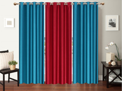 

Furnishing Zone 152 cm (5 ft) Polyester Window Curtain (Pack Of 3)(Plain, Blue, Maroon)