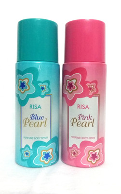 

risa Pink pearl and Blue pearl Perfume Body Spray - For Men & Women(300 ml, Pack of 2)