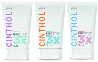 

CINTHOL Deo Stick Women, 40g (Pack of 3) Deodorant Stick - For Women(120 ml, Pack of 3)