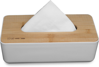 

WAABISAABI 1 Compartments Plastic Tissue Box(White)